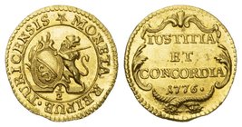 Schweiz / Switzerland / Suisse ZÜRICH, STADT 1/2 Dukat 1776. sehr selten in dieser Qualität Fr. 487b; HMZ 2­1162hh. 1,69 g. GOLD. FDC