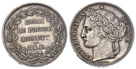 Schweiz / Switzerland / Suisse Eidgenossenschaft. Proben. 2 Franken 1854. Prägung in Silber. Dickabschlag. 19.80 g. Richter (Proben) 2-43. Sehr selten...