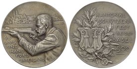 Basel Silbermedaille 1900. Kantonal-Schützenfest beider Basel. Medaille von Hans Frei. 31.95 g. Richter 127a.
fast FDC