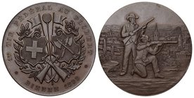 Biel. Eidgenössisches Schützenfest. Bronzemedaille 1899. Stempel von R. Lanz-Girod und L. Furet. Martin 153; Richter 238a (RR). 40.30 mm. FDC