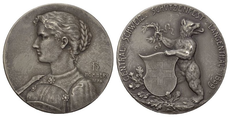 Bern. Silbermedaille 1899. PROBE Langenthal. Central-Schweizerisches Schützenfes...