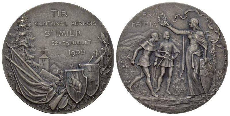 Schweiz, St. Imier. Silbermedaille 1900 (45 mm, 39.61 g) zum Kantonalen Schützen...