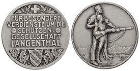Schweiz / Switzerland / Suisse Bern. Silbermedaille o. J. Langenthal. Schützengesellschaft. Für besondere Verdienste. 24.65 g. Richter (Schützenmedail...