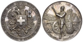 Schweiz, Genf. AR Medaille 1887 (45 mm, 38.44 g), auf das Tir fédéral.
Richter 628b. Kratzer RF vorzüglich