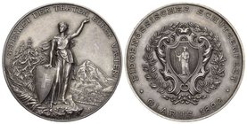 Schweiz, Glarus. Silbermedaille 1892 (45 mm, 38.22 g) zum Eidgenössischen Schützenfest.
Richter 808b. Fast unzirkuliert.