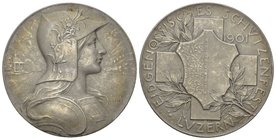 Schweiz, Eidgenossenschaft. AR Medaille 1901 (45 mm, 35.11 g), auf das Eidgenössisches Schützenfest in Luzern. Richter 879b. Fast unzirkuliert.
