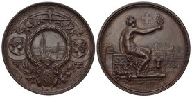 Schweiz, Zürich. Winterthur. AE Medaille 1895 (45 mm, 38.09 g), auf das Eidgenössische Schützenfest.
Richter 1756d. FDC.