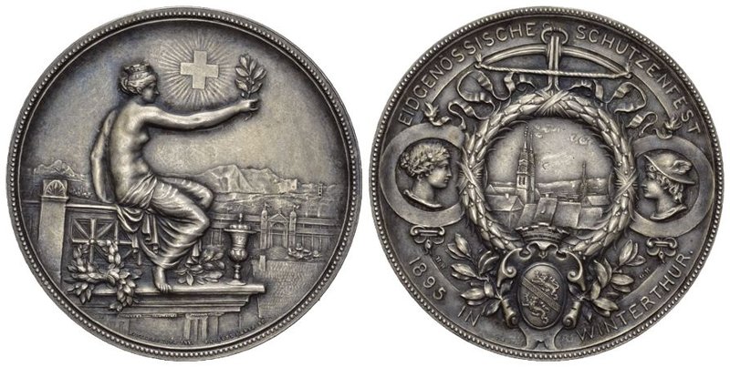 Schweiz / Switzerland / Suisse ZÜRICH, STADT. Silbermedaille 1895. Winterthur. E...