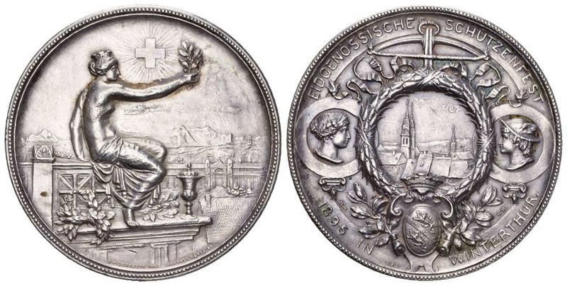 Schweiz / Switzerland / Suisse ZÜRICH, STADT. Silbermedaille 1895. Winterthur. E...