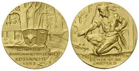 Schweiz / Switzerland / Suisse Küssnacht. Goldmedaille 1952. 24.17 g. Kantonalschützenfest in Küssnacht. Stempel von Hans Frei. Richter 1109a. GOLD. 9...