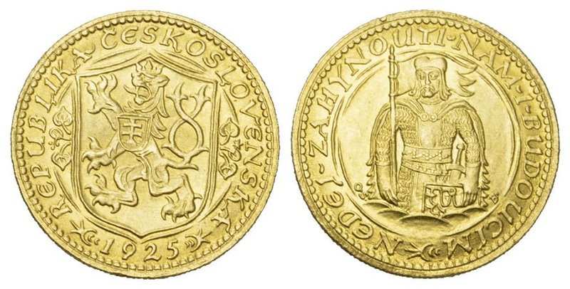 TSCHECHOSLOWAKEI Republik. Dukat 1925, Kremnitz. St. Wenzel. 3,44 g Feingold. Fb...