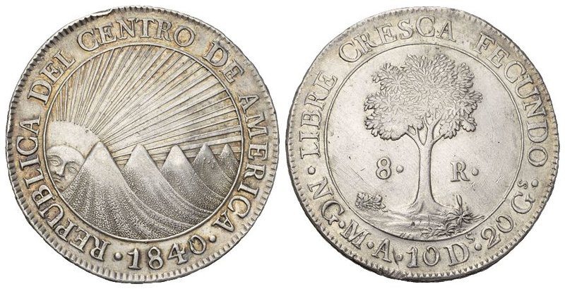 CENTRAL AMERICAN REPUBLIC. 8 Reales, 1840 NG M. About Uncirculated.
8 Reales, 1...