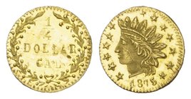 Kalifornien 
1/4 Dollar 1875. Liberty. California Gold. . Fb. -; Yeo. 2015, S. 400. Prachtexemplar. Fast Stempelglanz (prooflike)