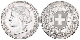 Schweiz 1888 5 Franken Silber 25g Frauenkopf KM 34 bis unzirkuliert