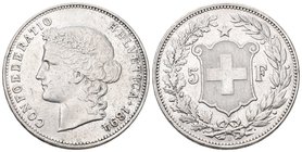 Schweiz 1894 5 Franken Silber 25g selten Frauenkopf sehr schön