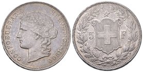 Schweiz 1900 5 Franken Silber 25g selten Frauenkopf HMZ 2-1198i vorzüglich +