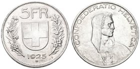 Schweiz 1925 5 Franken Silber 25g KM 37 selten bis unzirkuliert