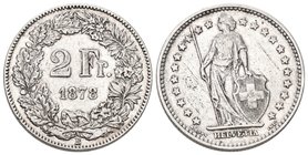 Schweiz 1878 2 Franken Silber 10g selten KM 21 sehr schön bis vorzüglich