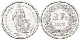 Schweiz 1878 2 Franken Silber 10g selten vorzüglich +