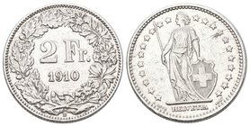 Schweiz 1910 2 Franken Silber 10g selten vorzüglich