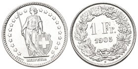 Schweiz 1905 1 Franken Silber 5g selten bis unzirkuliert