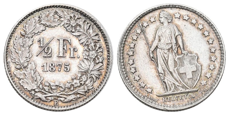 Schweiz 1875 1/2 Franken Silber 2,5gh KM 23 Prachtexemplar bis unzirkuliert