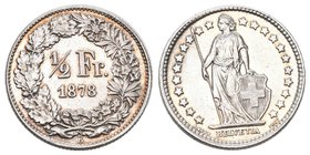 Schweiz 1878 1/2 Franken Silber 2,5g KM 23 vorzüglich