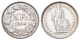 Schweiz 1904 1/2 Franken Silber 2,5g seltene Qualität bis unzirkuliert