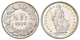 Schweiz 1906 1/2 Franken Silber 2,5g seltene unzirkuliert