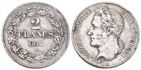 Belgien 1843 2 Francs Silber KM 9 selten ss