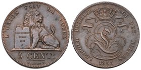 Belgien 1853 5 Cent Kupfer selten KM 5,1 vz