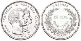 Dänemark 1892 2 Kronen Silber 15g selten KM 800 bis unz