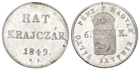 Ungarn 1849 6 Krajczar Silber 1,9g selten Prachtexemplar FDC