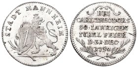 Manheim 1792 Silberabschlag vom Dukaten Silber S 606 FDC