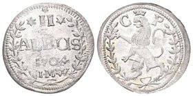 Pfalz 1704 2 Albus Silber 1,7g selten KM 51 vz