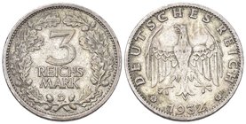 Deutschland 1932 3 Mark Silber 15g KM 74 sehr schön bis vorzüglich