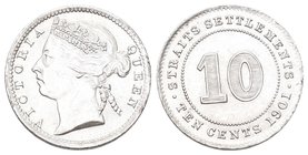 Straits Settlements 1901 10 Cent Silber 2,71g selten KM 11 FDC