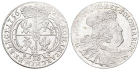 Polen 1756 18 Groszy Silber 5,48g selten Kop 213 FDC
