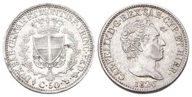 Sardinien 1826 50 Cent Silber Pag.113 seltene Qualität FDC