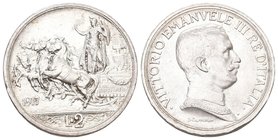 Italien 1917 2 Lire Silber KM 55 fast FDC