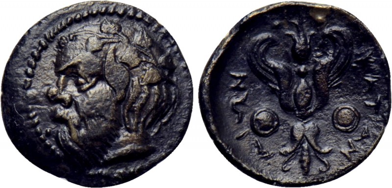 SICILY. Katane. Litra (Circa 461-413 BC). 

Obv: Head of Silen left, wearing i...