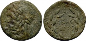 SICILY. Uncertain. Ae (Late 2nd century BC). Crassipes, quaestor.