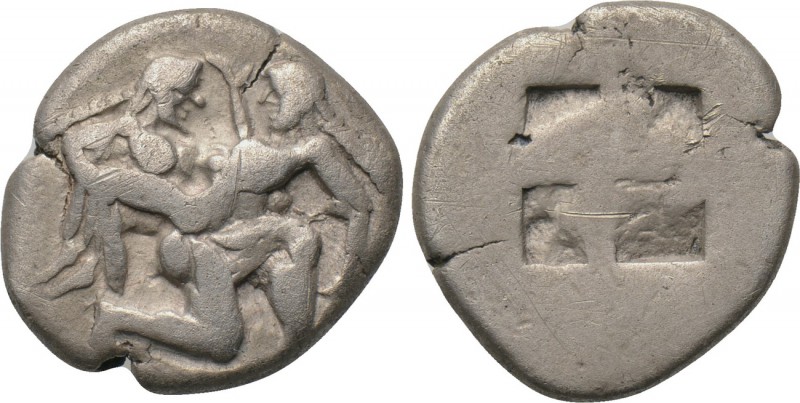 THRACE. Thasos. Stater (Circa 500-480 BC). 

Obv: Satyr advancing right, carry...