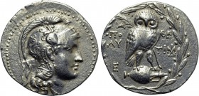 ATTICA. Athens. Tetradrachm (149/8 BC). New Style Coinage. Polychares and Timarchides, magistrates.