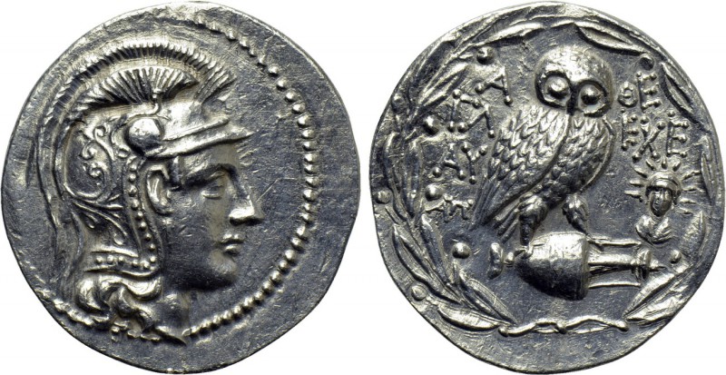ATTICA. Athens. Tetradrachm (138/7 BC). New Style Coinage. Glau- and Eche-, magi...