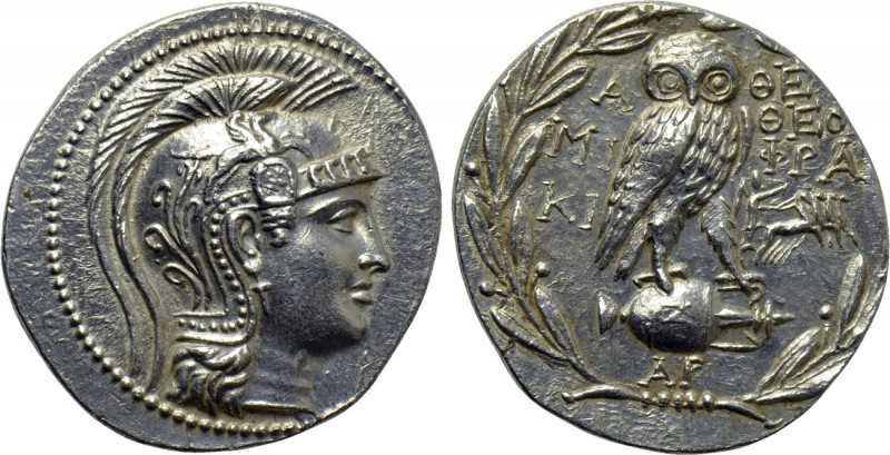 ATTICA. Athens. Tetradrachm (137/6 BC). New Style Coinage. Miki- and Theophra-, ...