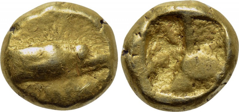 MYSIA. Kyzikos. EL Hemihekte (Circa 600-550 BC). 

Obv: Forepart of tunny righ...