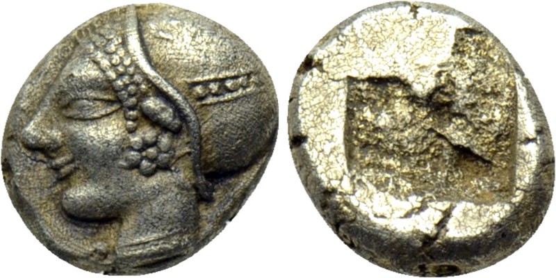 IONIA. Phokaia. Diobol (Circa 521-478 BC). 

Obv: Archaic female head left, we...