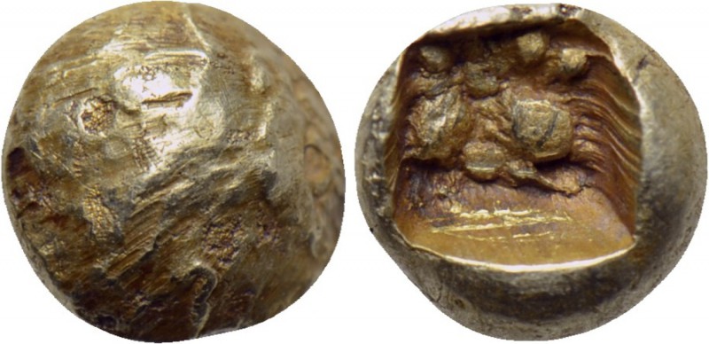 IONIA. Uncertain. EL 1/48 Stater (6th century BC). 

Obv: Plain globular surfa...