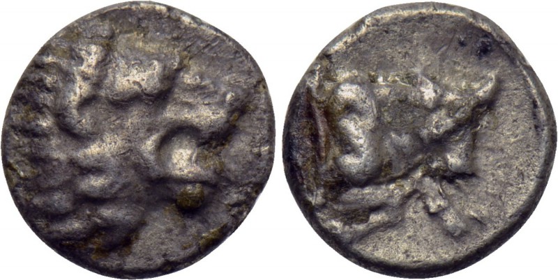 CARIA. Uncertain. Hemiobol (Circa 450-380 BC). 

Obv: Head of roaring lion rig...